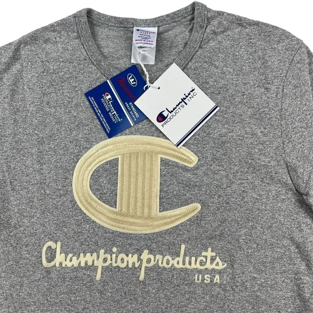 New Champion Men US M Gray Heavyweight Jersey Heritage T-Shirt  | Made in USA - Picture 3 of 11